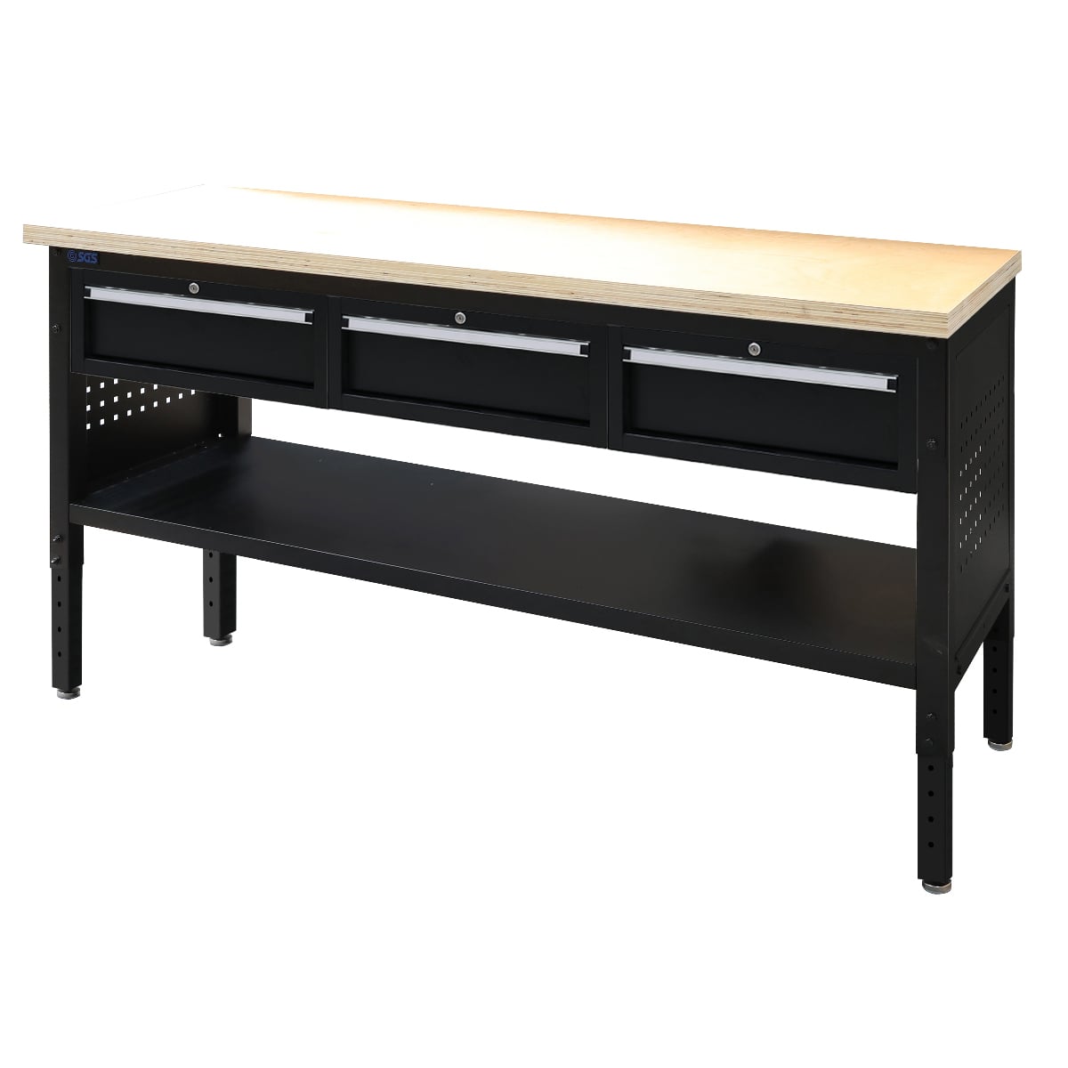 SGS 72in Modular Workstation - Wood Worktop | 3x Hanging Drawers